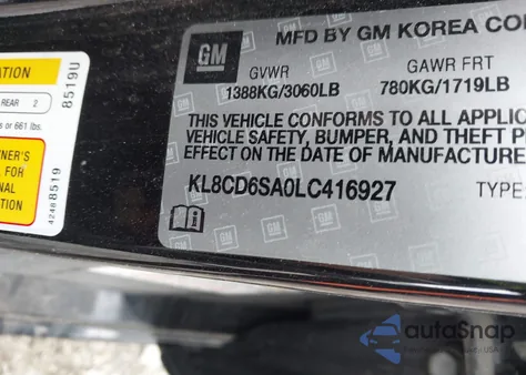 2020 Chevrolet Spark Fwd 1Lt Automatic from USA, damaged, VIN KL8CD6SA0LC416927